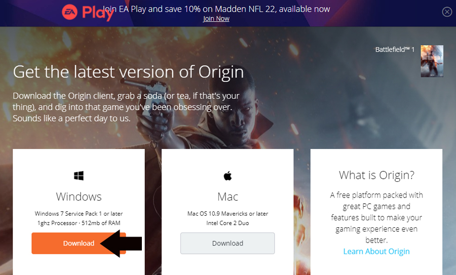 download windows games from origin on mac