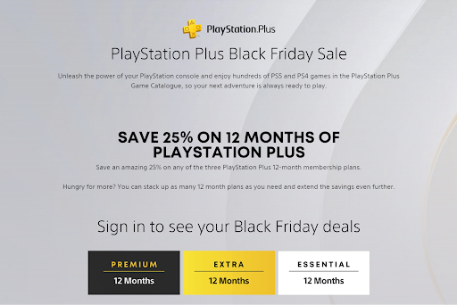 PS Plus Premium - Extra & Essential Cheaper Than Ever - Black Friday Sale  2022 