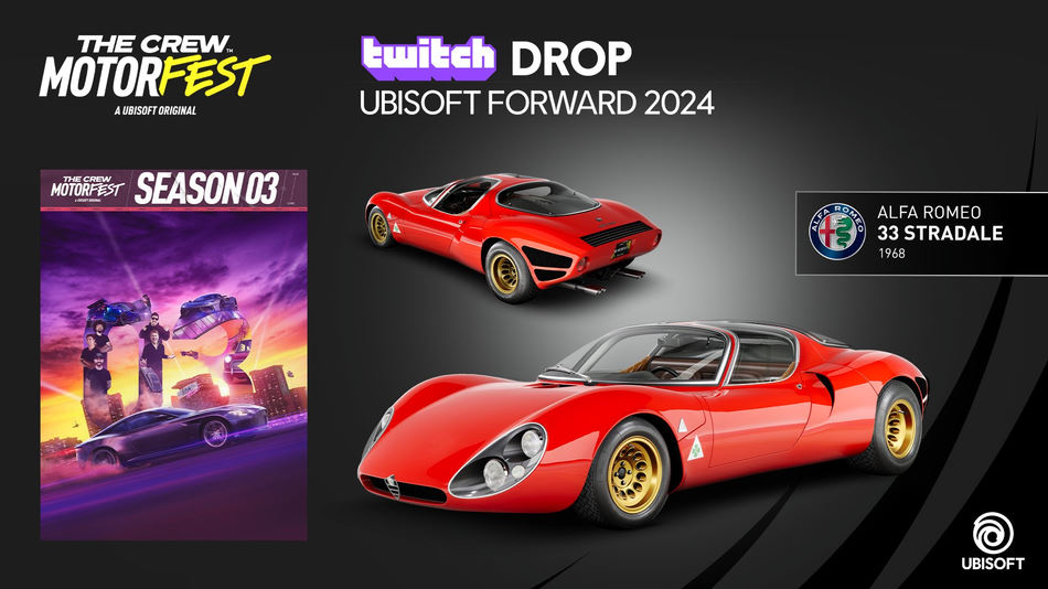 Alfa Romeo 33 Stradale 1968 Twitch Drop reward for Ubisoft Forward