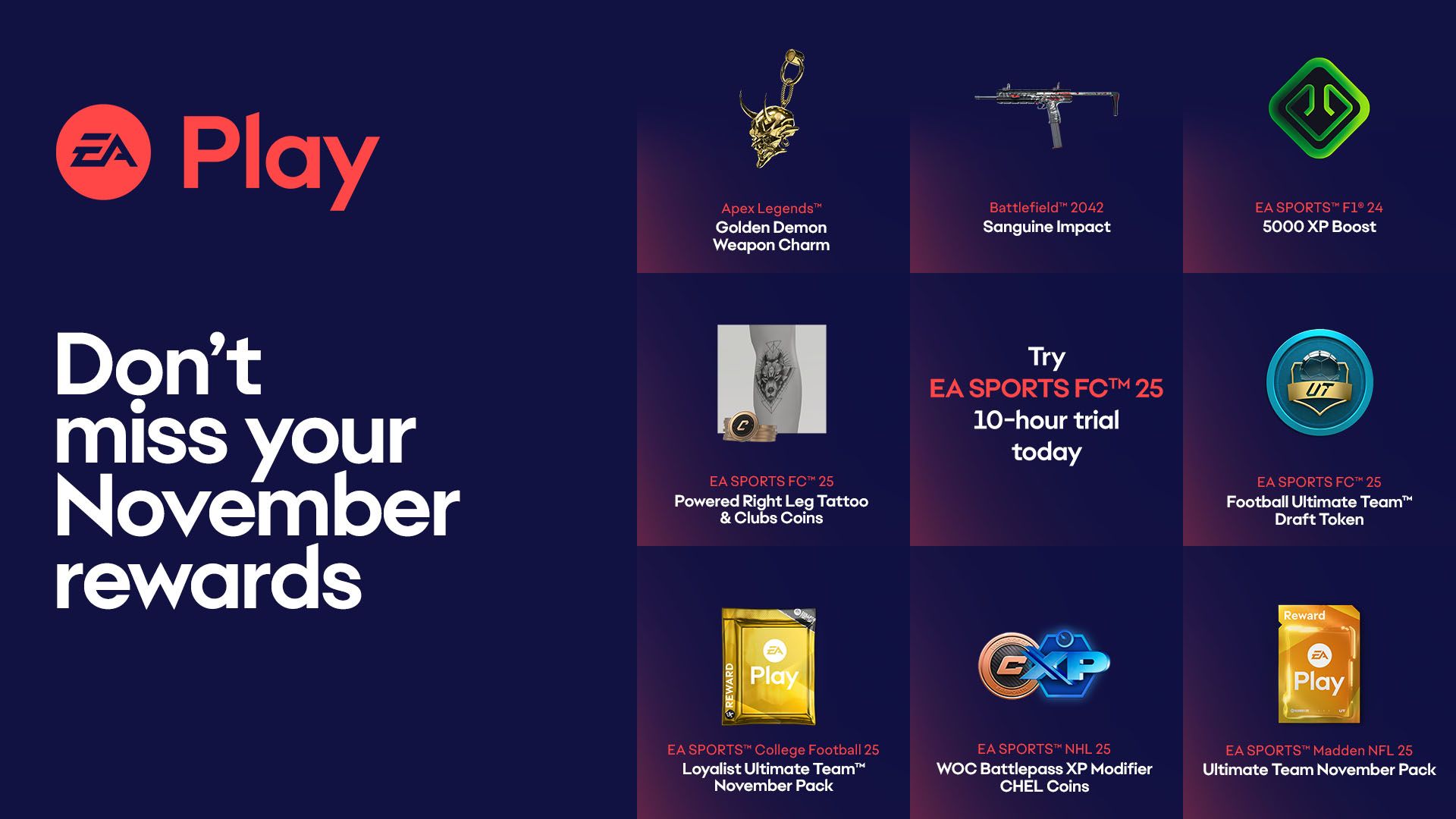 EA Play November Rewards